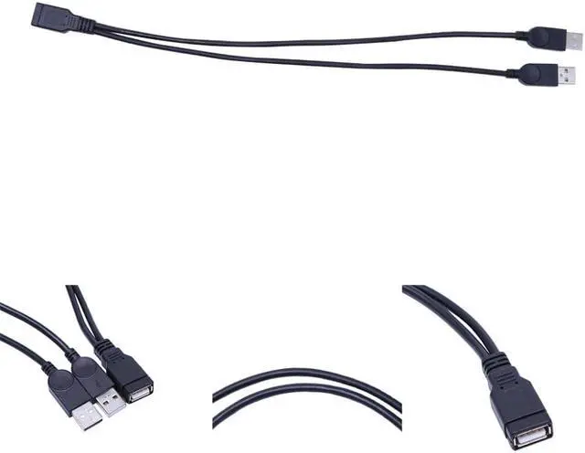 Alt view image 4 of 10 - USB 2.0 Type A 1 Female To 2 Male Double Dual USB Y Splitter Data Sync Charging Extension Cable Charge