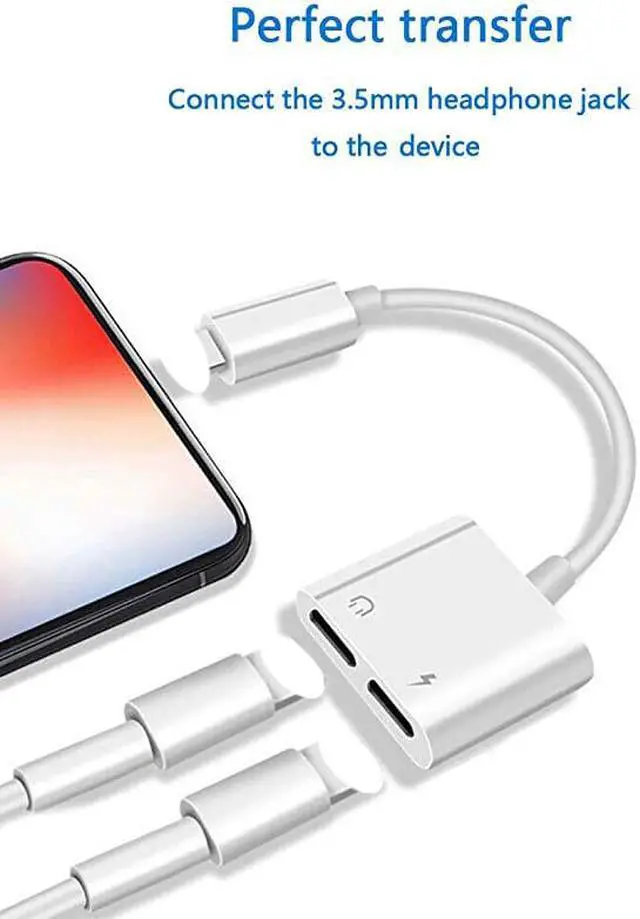 Alt view image 4 of 9 - Headphone Adapter Charging For iPhone 7 8 Plus X XR XS MAX Dongle 2 in 1 Dual Earphone Splitter Aux Audio Adaptor Charger