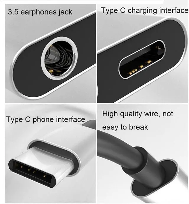 Alt view image 6 of 6 - USB C Type C to 3.5mm Aux Audio Cable Headphone Jack Adapter For HTC Samsung Huawei Xiaomi LG Charging splitter Connector