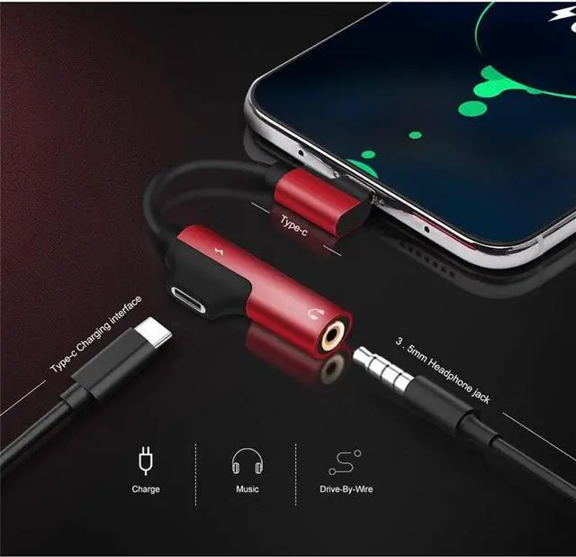 Alt view image 3 of 6 - USB Type C 3.5mm Earphone Connector For Samsung Galaxy S8 S9 S10 E Plus Fast Headphone Jack Splitter Charging Audio Adapter