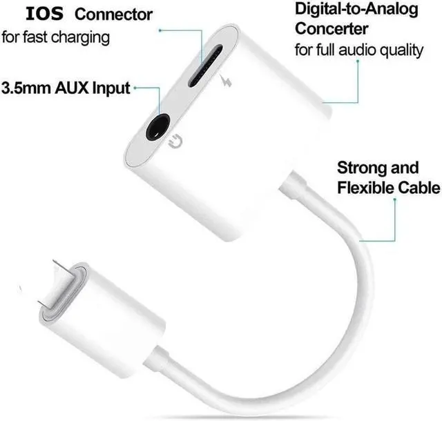 Alt view image 5 of 13 - 3.5 mm Headphone Jack Adapter For iPhone 7 8 Plus X XR XS MAX 2 in 1 Earphone Splitter Dongle Aux Audio Adaptor Charger