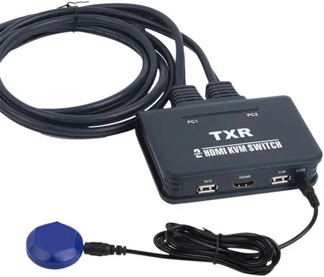 Alt view image 6 of 6 - 2 Port Computer Desktop Controller With Cables Dual Monitor USB HDMI Accessories Button Notebook Splitter Box KVM Switch