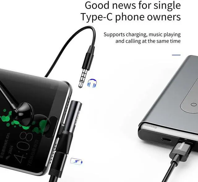 Alt view image 3 of 6 - 1Pcs Baseus L41 Usb C to 3.5mm Aux Jack Audio Adapter For Xiaomi mi 9 Huawei P30 pro Oneplus 7 Audio splitter Type C Charging Adapter