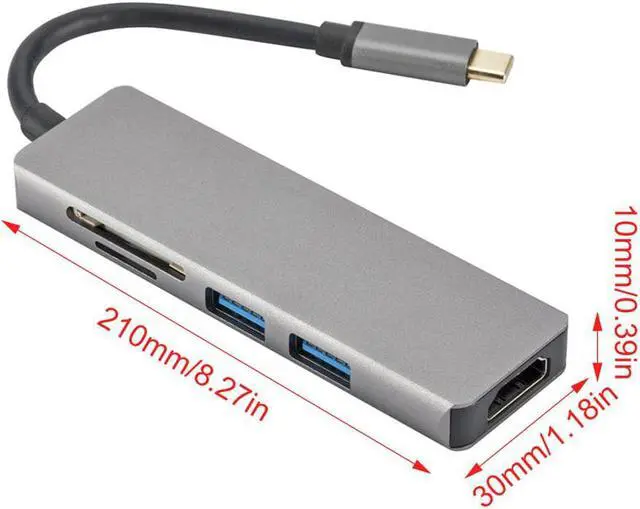Alt view image 2 of 6 - Thunderbolt 3 hub usb c Dock USB Type C to HDMI USB3.0 cable TF SD Card 5 IN1 Adapter Splitter for Macbook Pro Dell XPS 13