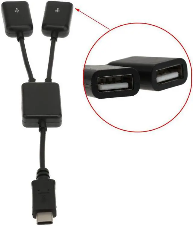Alt view image 6 of 11 - USB 3.1 Type C OTG HUB Cable 2 in 1 USB C 3.1 Male to Female Plug Cord Splitter Type C to Dual USB2.0 Converter Adapter Wire