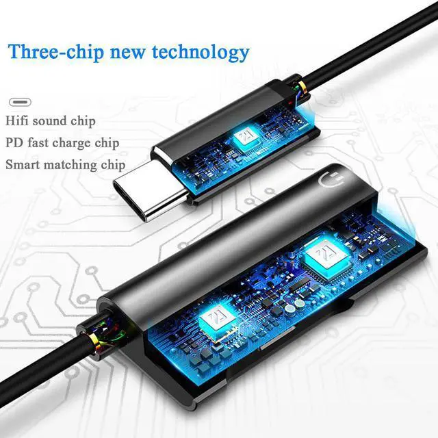 Alt view image 6 of 6 - Headphone Adapter Charge For Oneplus 7 Pro Huawei Xiaomi USB C Jack Dongle Type C 3.5mm Aux Audio Splitter Cable Charging