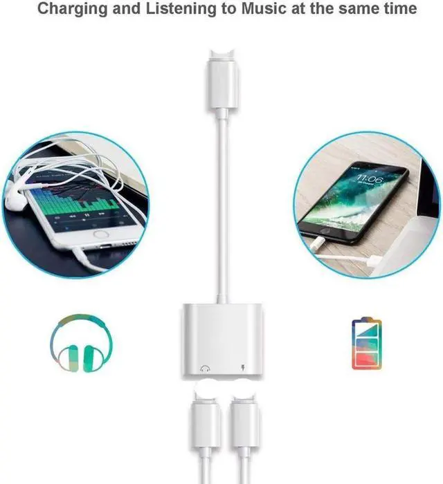 Alt view image 3 of 9 - Headphone Adapter Charging For iPhone 7 8 Plus X XR XS MAX Dongle 2 in 1 Dual Earphone Splitter Aux Audio Adaptor Charger