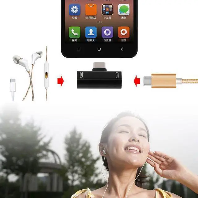 Alt view image 2 of 12 - 10 Packs Dual Type C USB C Earphone Headphone Audio Charging Charger Adapter Splitter Convertor For Xiaomi 6 6X 8 Note3 Mix 2 Huawei