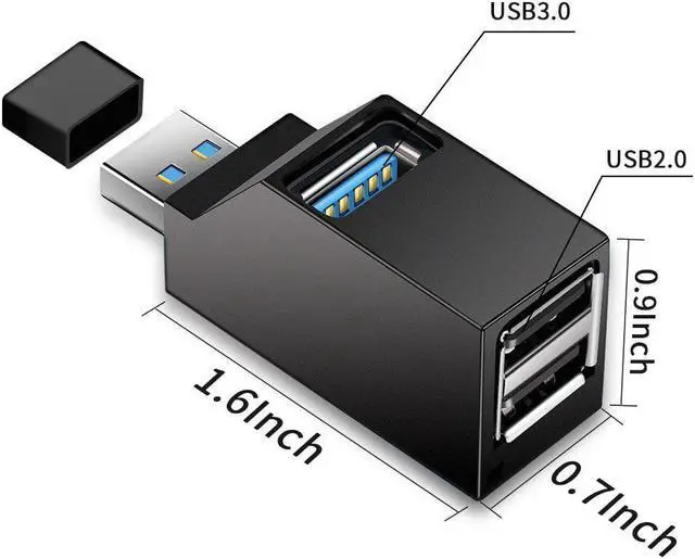 Alt view image 2 of 8 - USB Hub 3.0 Mini USB Splitter 3 Ports USB 3.0 Hub 5Gbps Multi USB Port 3.0 2.0 for PC Laptop MacBook Phone