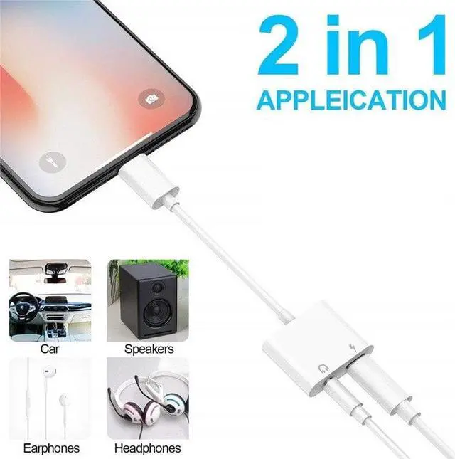 Alt view image 4 of 13 - 3.5 mm Headphone Jack Adapter For iPhone 7 8 Plus X XR XS MAX 2 in 1 Earphone Splitter Dongle Aux Audio Adaptor Charger