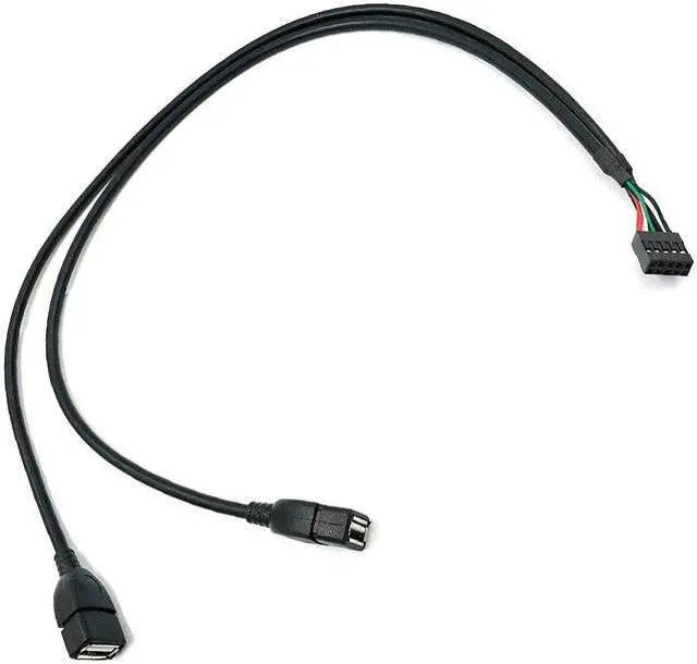 Alt view image 4 of 7 - (2 Pack) 50CM Dupont 10 Pin Female Header to 2 Port Dual USB 2.0 Type A Female Motherboard Extender Splitter Cable