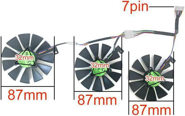 Alt view image 3 of 6 - Original 3PCS 87MM 7pin T129215SH T129215SL STRIX-RTX 2060 GPU Fan For ASUS ROG-STRIX-RTX 2060 2070-O8G-GAMING RTX2060 RTX 2070