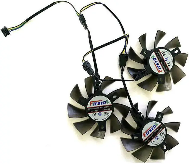 Alt view image 3 of 5 - DIY 3PCS 75MM 4PIN 12V FD7010H12S Cooling Fan RX 5700 XT Red Devil GPU FAN For Dataland RX 5700 XT Red Devil Graphics card fan