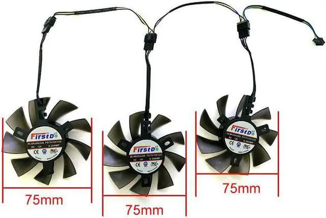 Alt view image 5 of 5 - DIY 3PCS 75MM 4PIN 12V FD7010H12S Cooling Fan RX 5700 XT Red Devil GPU FAN For Dataland RX 5700 XT Red Devil Graphics card fan