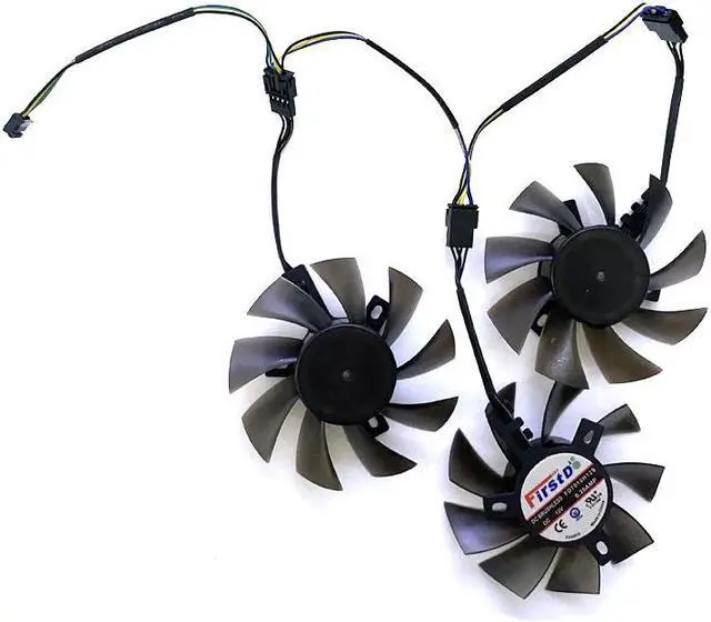 Alt view image 4 of 5 - DIY 3PCS 75MM 4PIN 12V FD7010H12S Cooling Fan RX 5700 XT Red Devil GPU FAN For Dataland RX 5700 XT Red Devil Graphics card fan