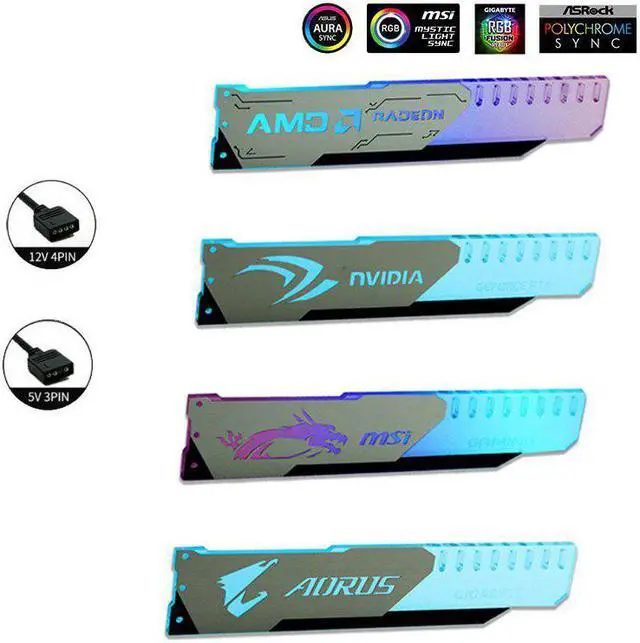 Alt view image 3 of 5 - GPU Holder RGB Aluminum, Graphics Support Bracket, Video Card Frame Stand, Acrylic 12V 4Pin/5V 3Pin ARGB ASUS AURA SYNC