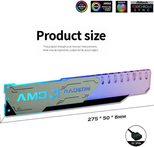 Alt view image 4 of 5 - GPU Holder RGB Aluminum, Graphics Support Bracket, Video Card Frame Stand, Acrylic 12V 4Pin/5V 3Pin ARGB ASUS AURA SYNC