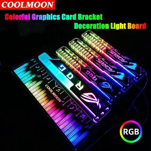 Main image of Coolmoon 25cm Graphics Card Bracket Support Frame GPU Holder 5V 4PIN RGB Colorful Decorative Light Board PC Chassis Accessories
