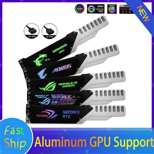Main image of Aluminum GPU Bracket 5V A-RGB Video Card Support VGA Holder Stand For PC Cabinet Decoration 12V/5V RGB MSI AORUS ROG M/B SYNC
