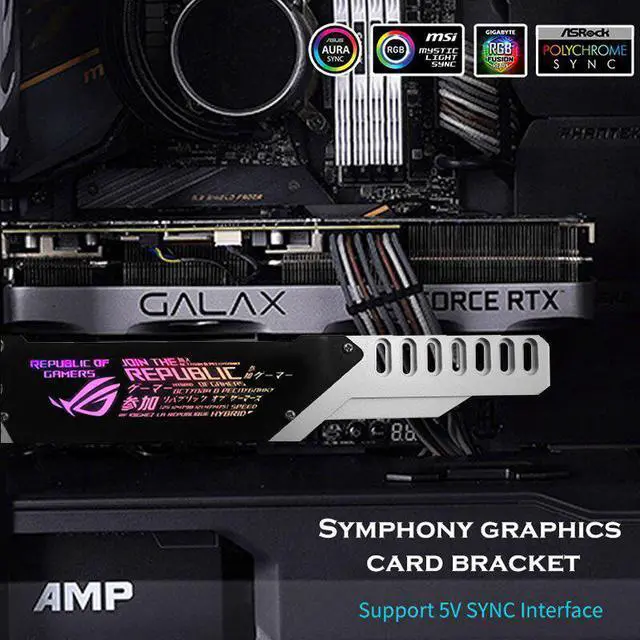 Alt view image 6 of 6 - Aluminum GPU Bracket 5V A-RGB Video Card Support VGA Holder Stand For PC Cabinet Decoration 12V/5V RGB MSI AORUS ROG M/B SYNC