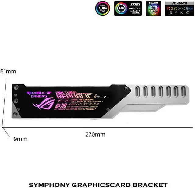 Alt view image 2 of 6 - Aluminum GPU Bracket 5V A-RGB Video Card Support VGA Holder Stand For PC Cabinet Decoration 12V/5V RGB MSI AORUS ROG M/B SYNC