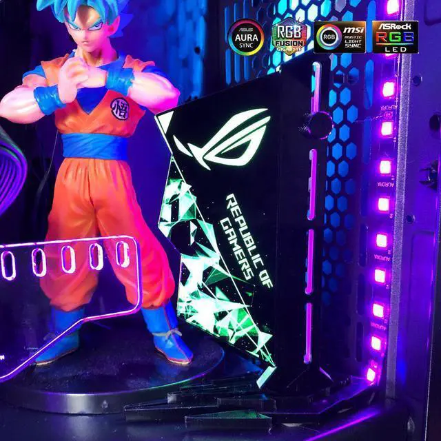 Main image of VGA Holder Video Card Support 12V 4Pin 5V 3Pin AURA Chassis A-RGB Water Cooler Custom MOD Part RGB GPU Bracket Vertical Acrylic