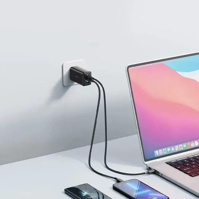 Alt view image 4 of 6 - Anker 535 Fast Charger GaNPrime 65W PPS 3-Port Fast Compact Foldable Wall Charger for MacBook Pro/Air, Galaxy S20/S10, Dell XP