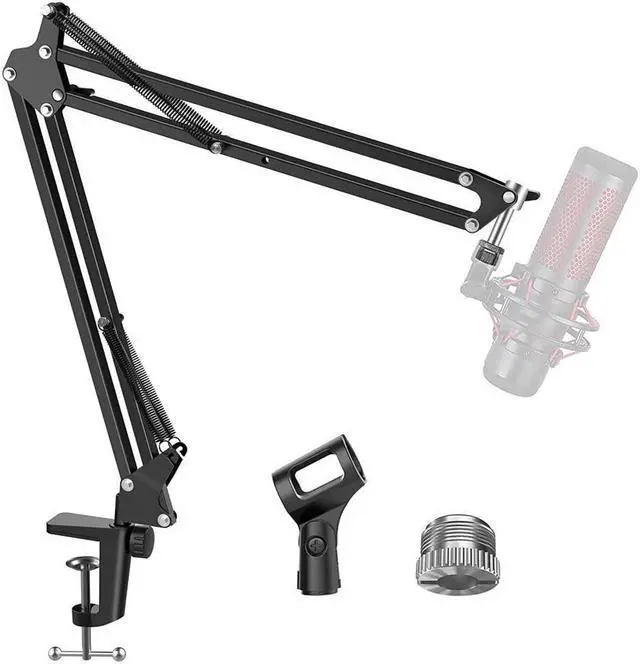 Main image of Mic Arm Microphone Stand Boom Suspension Stand with 3/8" to 5/8" Screw Adapter Clip for Blue Yeti Snowball, HyperX QuadCast, Yeti x and other Mic, Medium