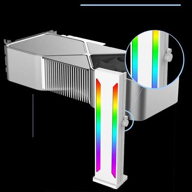 Alt view image 3 of 6 - RGB GPU Support Bracket, Magnetic Base Graphics Card GPU Brace Support, Slidable 5V 3 Pin GPU Stand Colorful Video Card Holder Bracket (White) 8iop