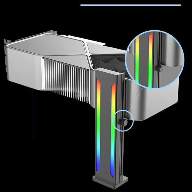 Alt view image 2 of 6 - RGB GPU Support Bracket, Magnetic Base Graphics Card GPU Brace Support, Slidable 5V 3 Pin GPU Stand Colorful Video Card Holder Bracket (Black)