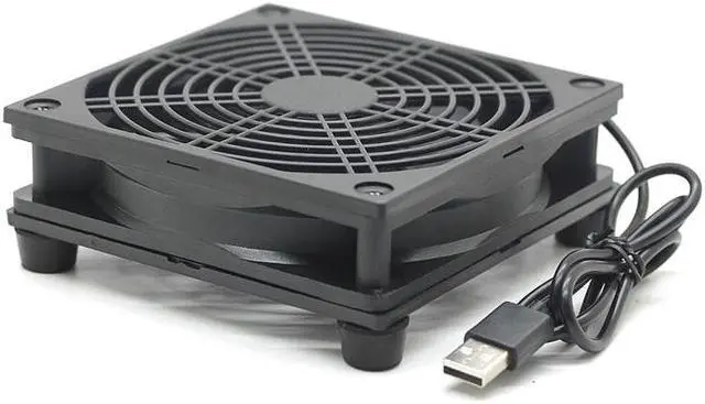 Alt view image 2 of 4 - NEW Router Cooling Fan DIY PC Cooler TV Box Wireless Silent Quiet DC 5V USB power 120mm fan 120x25mm 12CM W/Screws Protective net 1200RPM