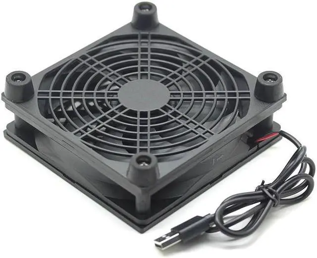 Alt view image 3 of 4 - NEW Router Cooling Fan DIY PC Cooler TV Box Wireless Silent Quiet DC 5V USB power 120mm fan 120x25mm 12CM W/Screws Protective net 1200RPM