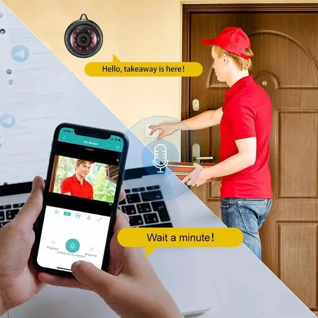 Alt view image 4 of 6 - 1080P Mini Wifi Camera Baby Monitor Home Security IP Camera Two Way Audio Nightvision Remote Access V380