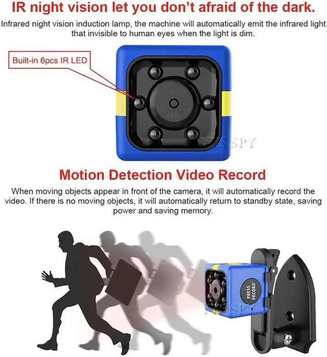 Alt view image 4 of 7 - HD Mini Camera Auto IR Night Vision Small Kamera Espia Action Body Micro Camcorder Support Hidden SD Card Digital DVR Camara Blue