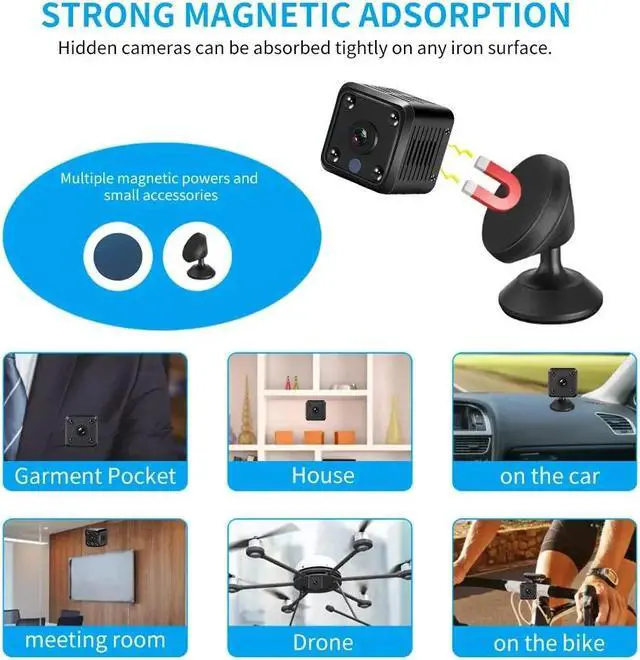 Alt view image 4 of 6 - Mini IP Cameras HD 1080P Wifi Sports Wireless Security Surveillance Built-in Battery Night Vision Smart Home Cameras