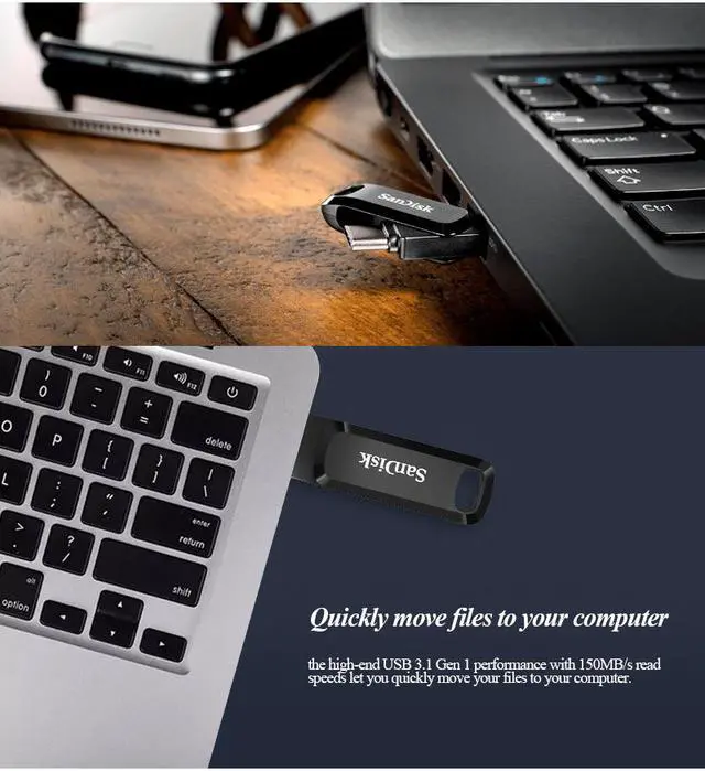 Alt view image 3 of 7 - SanDisk Ultra Dual Drive Go USB 3.1 Type C 64GB 150MB/s USB Flash Disk Memory Stick USB Type A Pendrive For Phone/Tablets/PC
