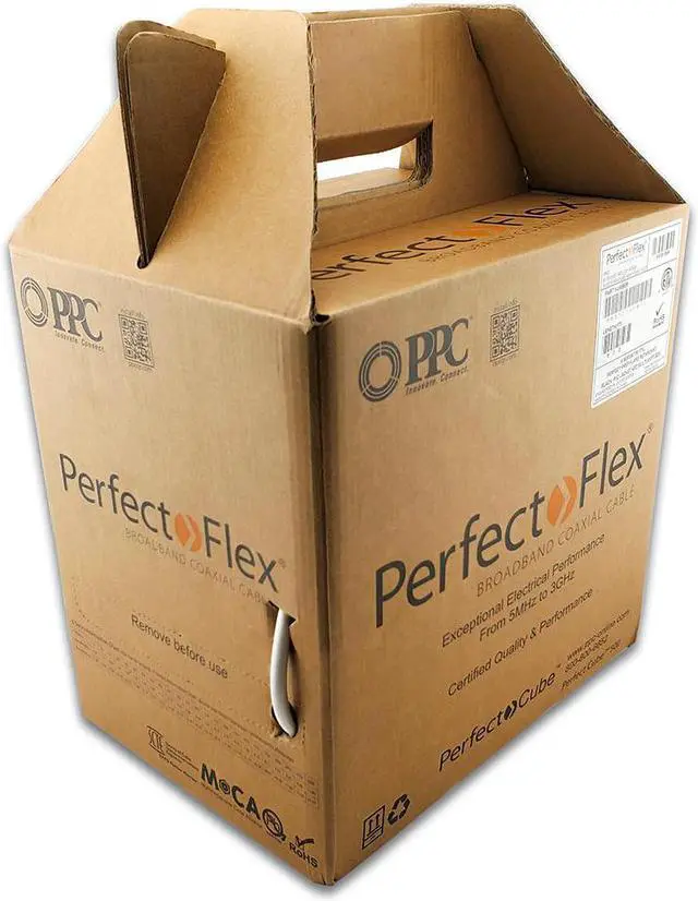 Alt view image 7 of 9 - Perfectflex Coaxial Cable 6 Series 500Ft RG6 Trishield 77Braid Copper Clad Steel