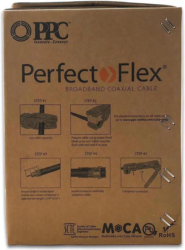 Alt view image 6 of 9 - Perfectflex Coaxial Cable 6 Series 500Ft RG6 Trishield 77Braid Copper Clad Steel