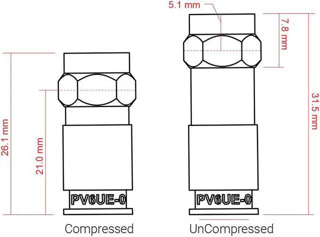Alt view image 5 of 6 - Perfect Vision PV6UE-05 'Ridgeloc' Universal Fit RG6 Coax Cable Compression C...
