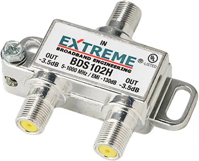 Alt view image 2 of 10 - Extreme/Amphenol 2-Way Digital 1Ghz High Performance Coax Cable Splitter BDS102H