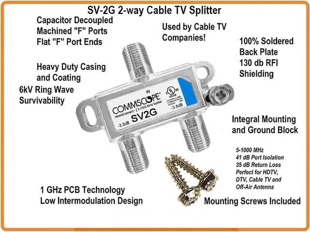 Alt view image 5 of 5 - Commscope SV-2G 2-way Coaxial Splitter 5-1000mhz