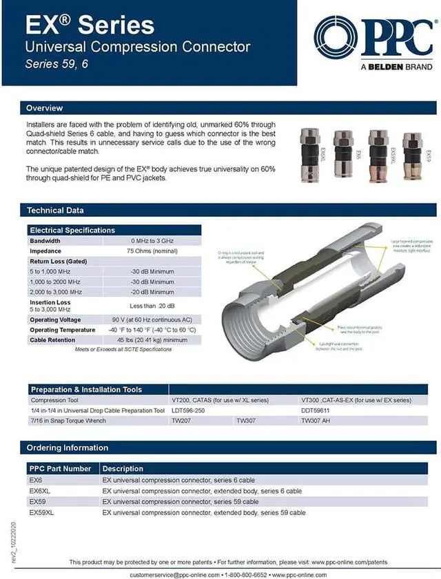 Alt view image 4 of 5 - PPC EX6XL Plus Universal RG-6 Compression Connector - 20 Pack