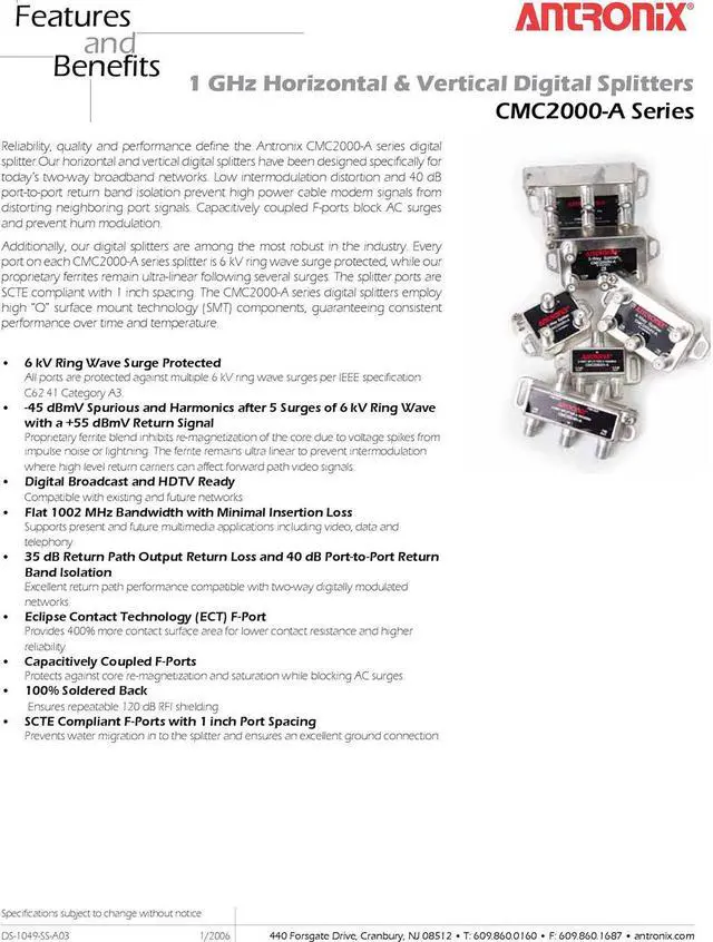 Alt view image 6 of 9 - EXTREME 8 WAY BALANCED HD DIGITAL 1GHz HIGH PERFORMANCE HORIZONTAL COAX CABLE SPLITTER - BDS108H