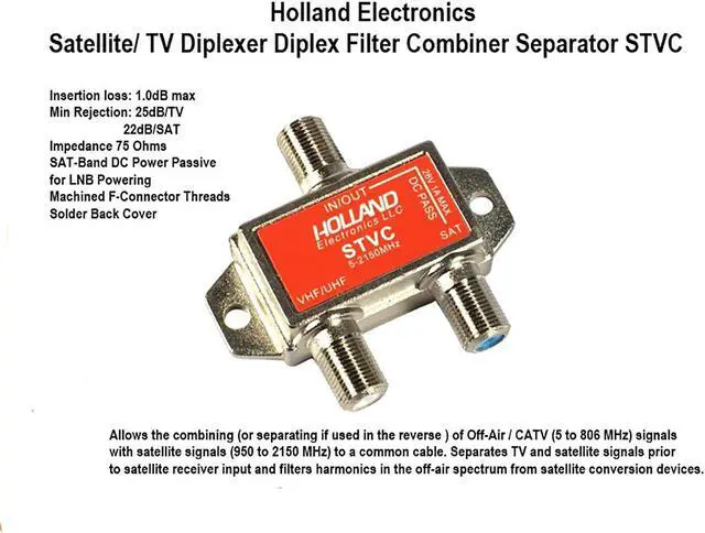 Alt view image 3 of 5 - Holland STVC Satellite Diplexer Satellite Cable TV Dish Approved