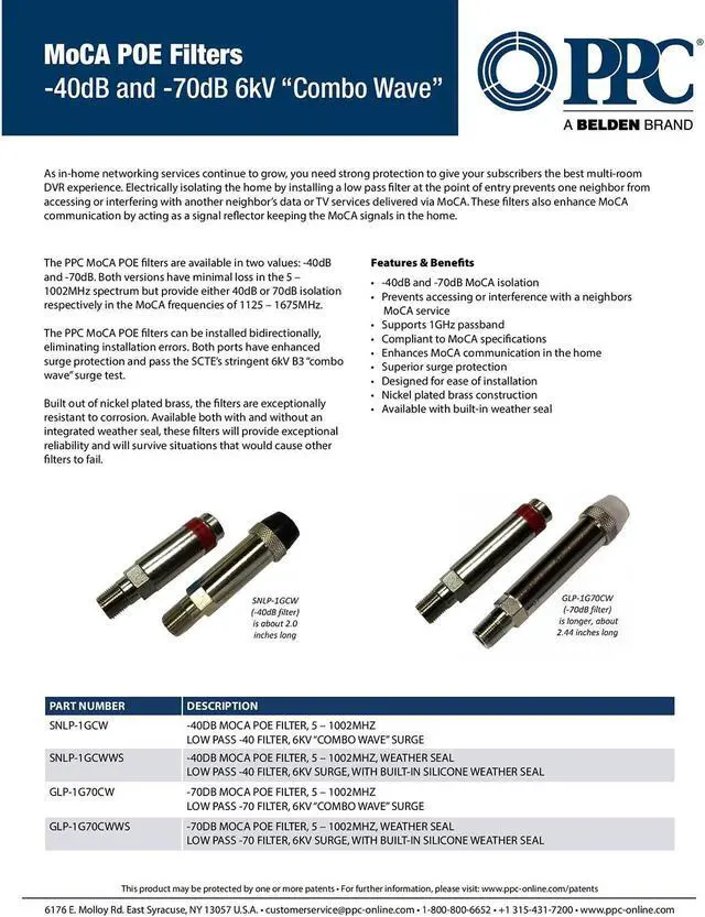 Alt view image 4 of 5 - Filter, MoCA "POE" for Cable TV & OTA coaxial networks ONLY