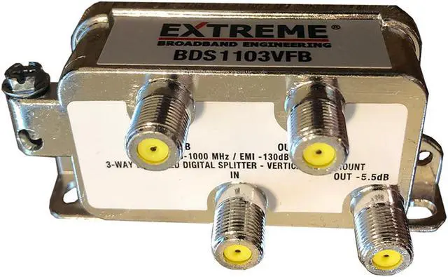 Main image of Extreme Broadband Engineering Balanced 3-Way Coax Splitter BDS1103VFB