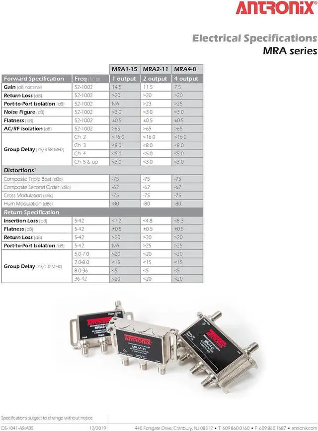 Alt view image 5 of 7 - Antronix AMP MRA4-8/AC Broadband Cable TV Signal Booster With Power Supply