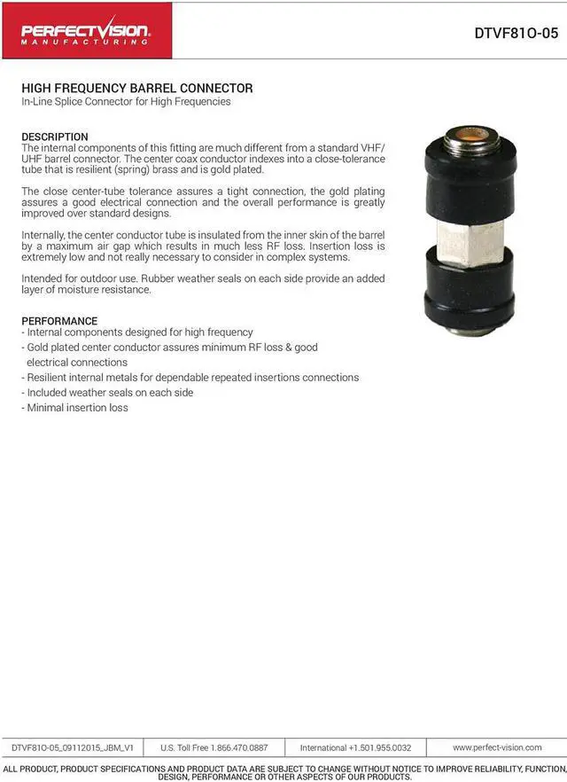 Alt view image 3 of 5 - Perfect Vision Cable Extension Coupler (Barrel / Splice) with Weather Boots for Water Proof Connection - 100 Pack (DTVF8