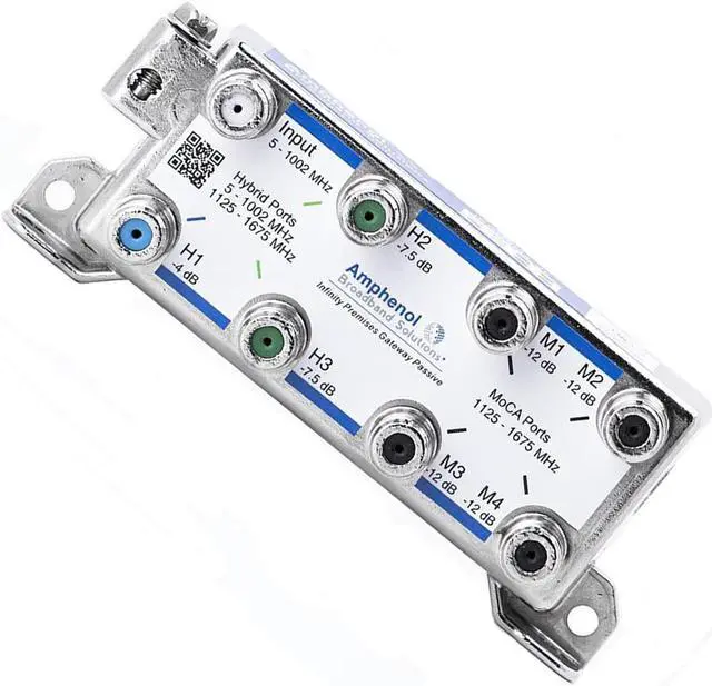 Alt view image 2 of 5 - Amphenol MoCA Gateway Passive IPGH3M4-VF 3xHYBRID+4xMoCA Ports Coaxial Splitter