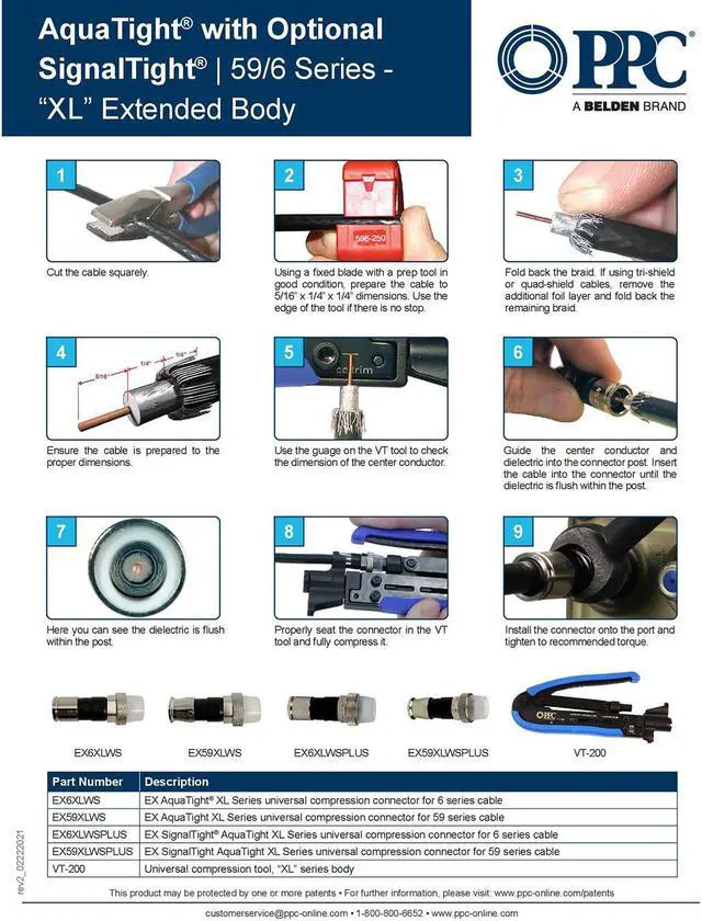 Alt view image 5 of 5 - PPC EX6XLWS+AquaTight RG6 Coaxial Compression Connectors (Qty-15 bags of 50 Pcs)